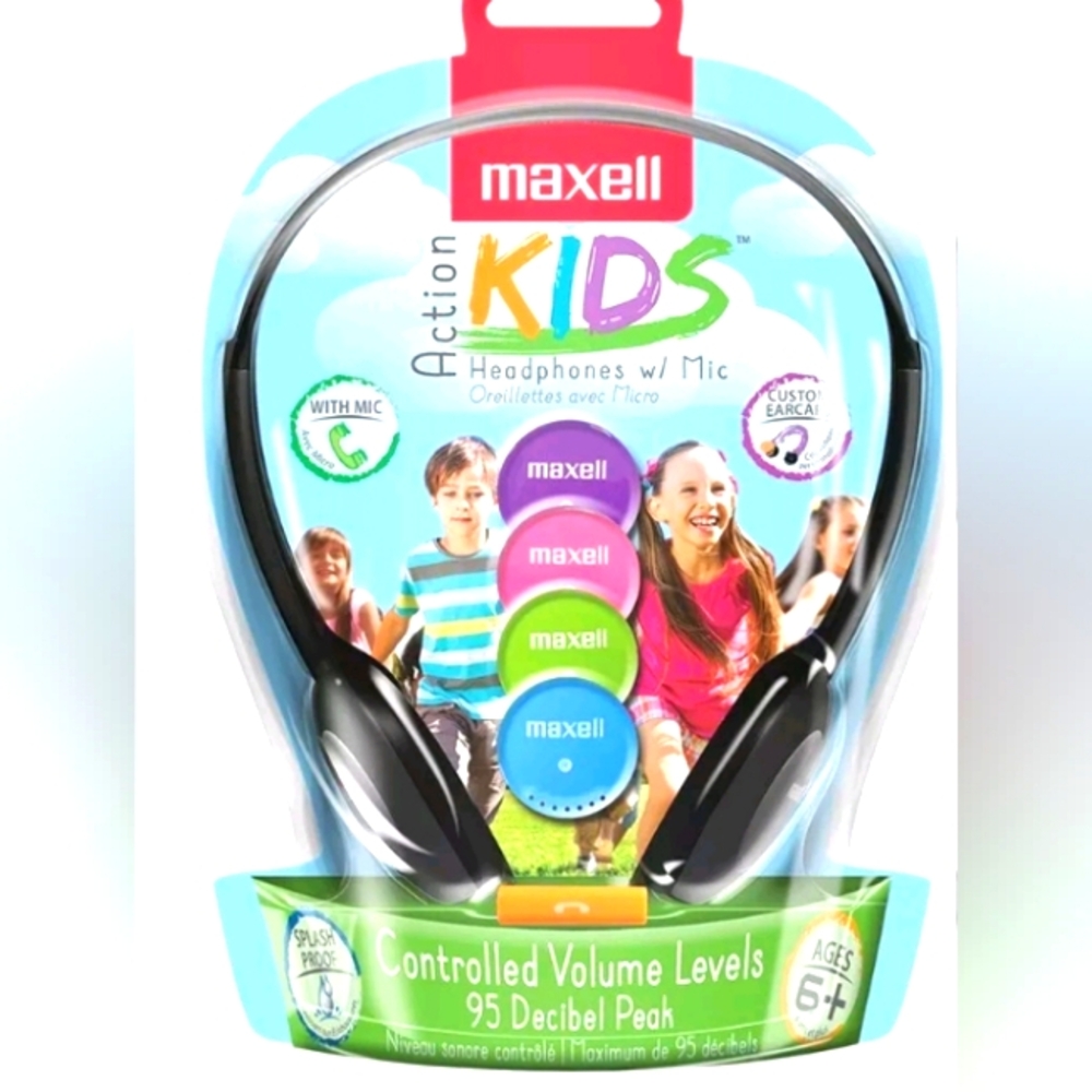 Maxell Action Kids Headphones with Mic - Black